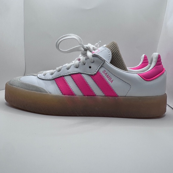 Adidas  Samba Womens Sneakers White Hot Pink Gum Sole - Picture 2 of 16